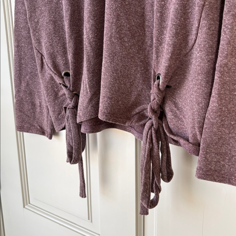 Sadie & Sage Heathered Purple Knit Top with Tie Large - Picture 4 of 6